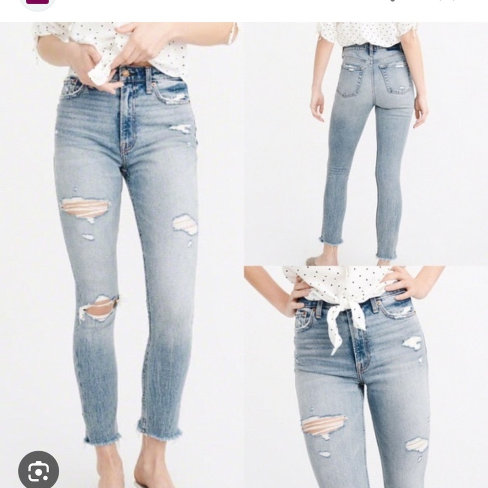 Women's Abercrombie & Fitch Light Blue Distressed Jeans
